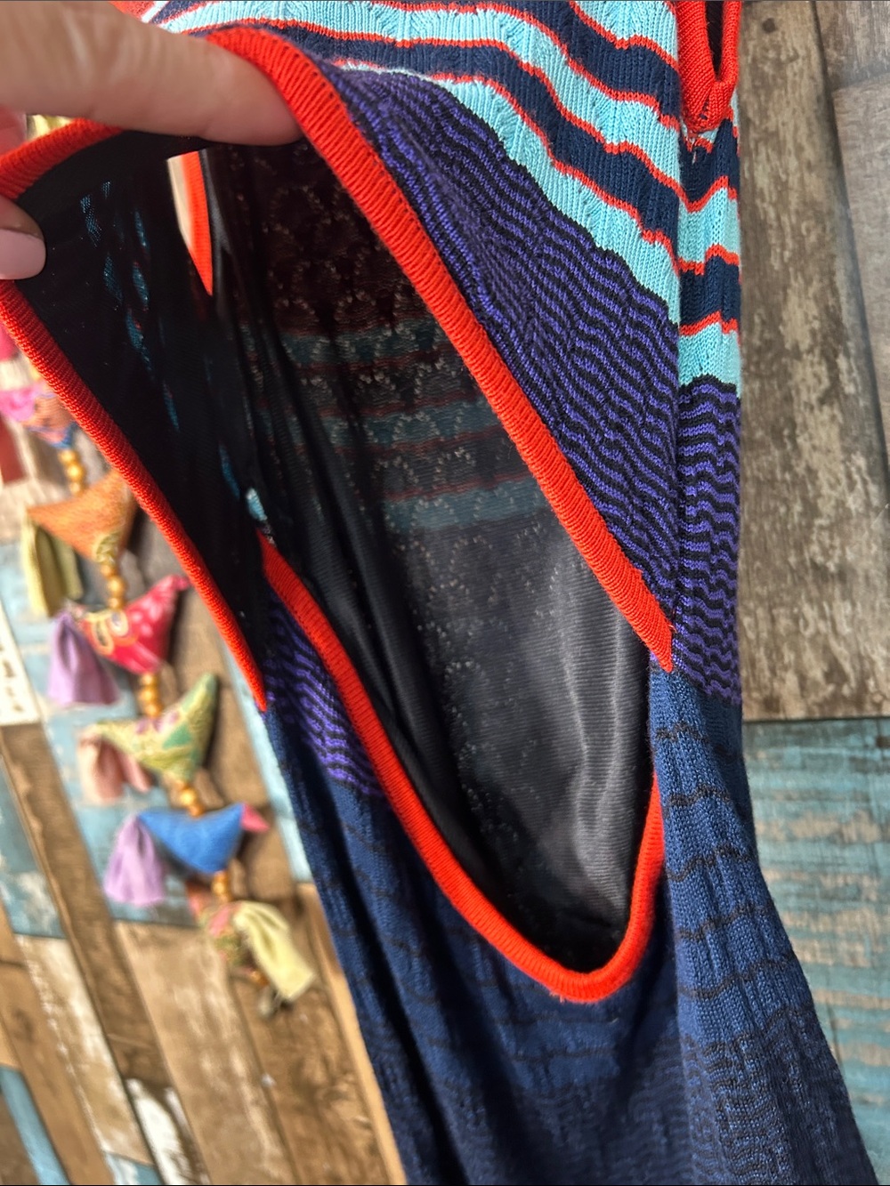Parker Multicolor Knit Maxi Dress - Red, Light Blue, Navy, Purple. - Picture 16 of 16